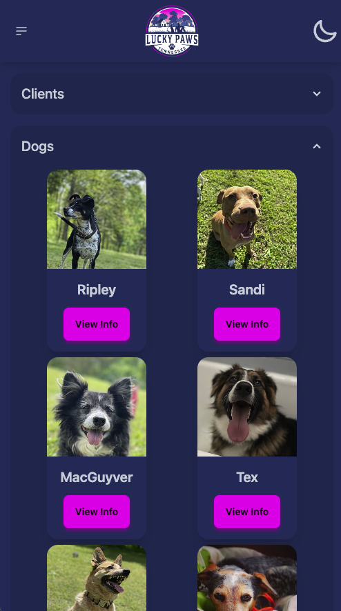 Admin Page - Dogs