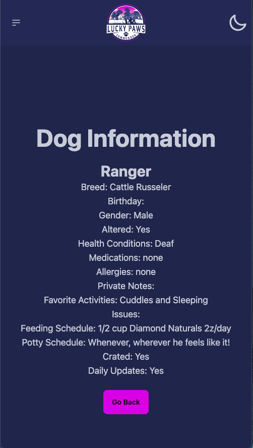 Dog Information Page